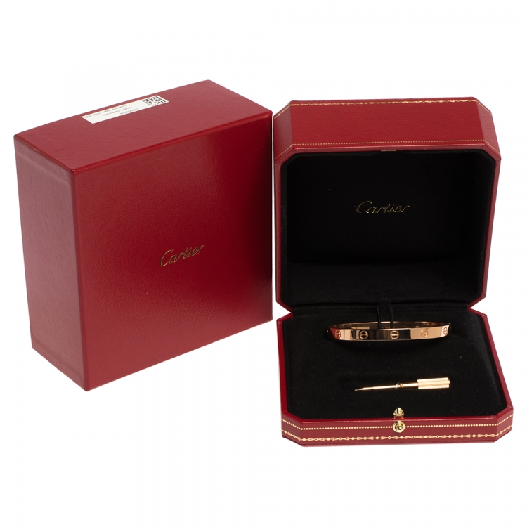 Pre Owned Cartier Love 18K Rose Gold Bangle Bracelet Size 19