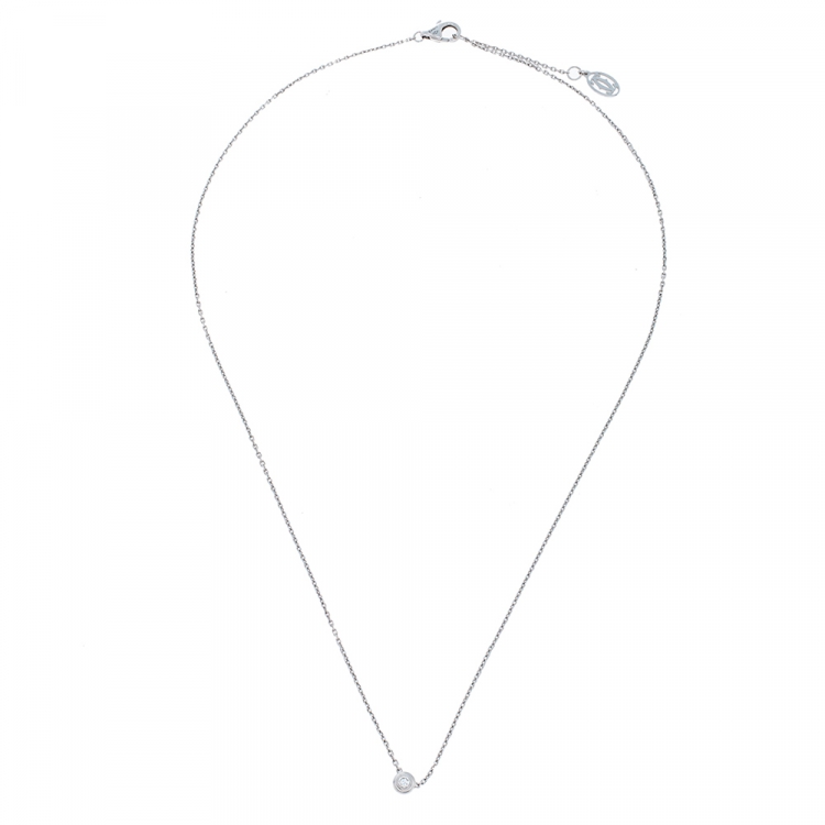 Pre Owned Cartier Diamants Légers Diamond 18K White Gold Necklace XS
