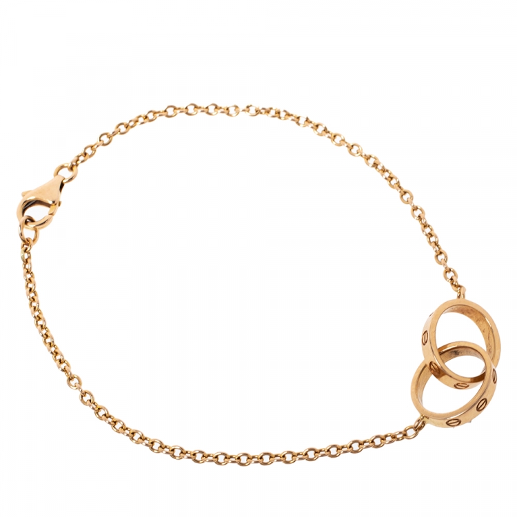 مملوكة مسبقًا Cartier Love Interlocking 2 Hoops 18K Yellow Gold Bracelet