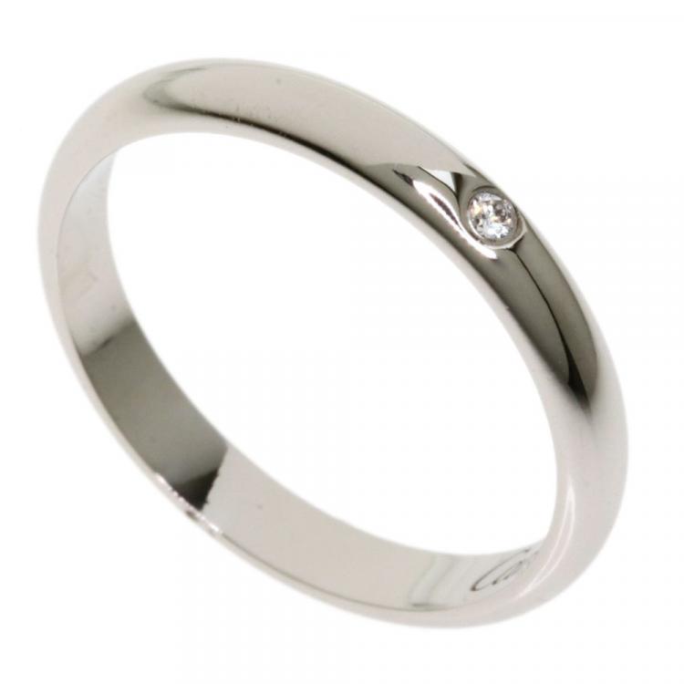 Pre Owned Cartier 1895 Platinum Diamond Wedding Band Ring Size 49