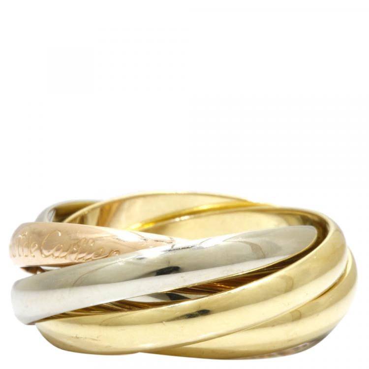 Pre Owned Cartier Les Must de Cartier Trinity 18K Yellow Gold 18K Rose Gold 18K White Gold Ring Size 50