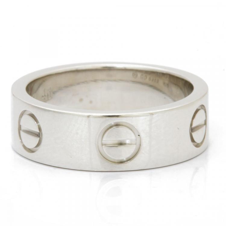 Pre Owned Cartier Love 18K White Gold Ring Size 48