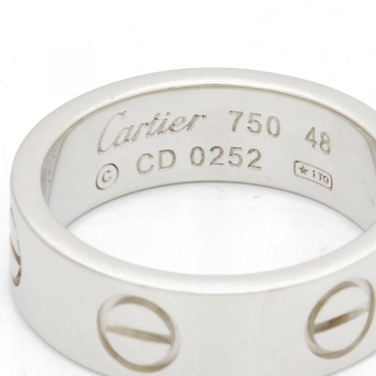 Pre Owned Cartier Love 18K White Gold Ring Size 48