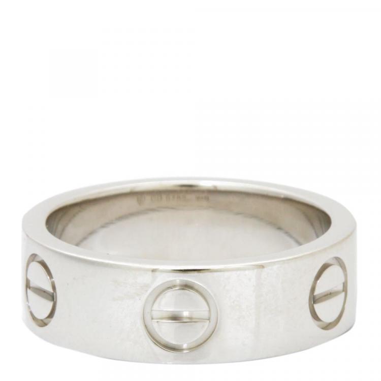 Pre Owned Cartier Love 18K White Gold Ring Size 48
