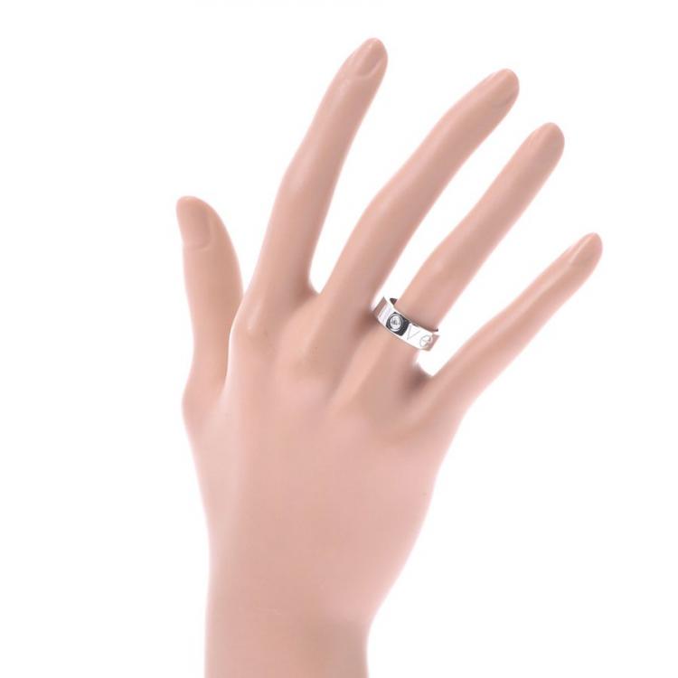 Pre Owned Cartier Love 18K White Gold Diamond Ring Size 48