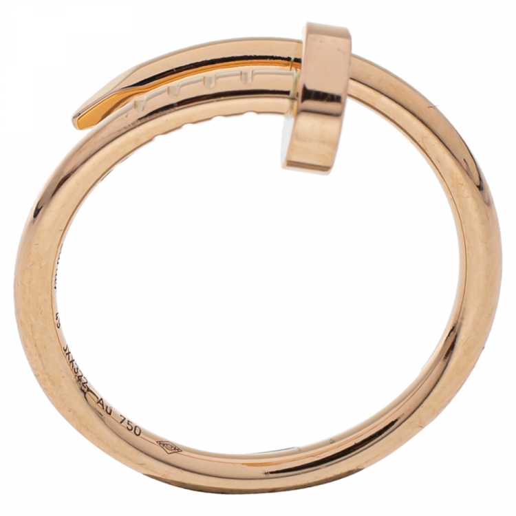 Pre Owned Cartier Juste Un Clou 18K Rose Gold Ring SM Size 49