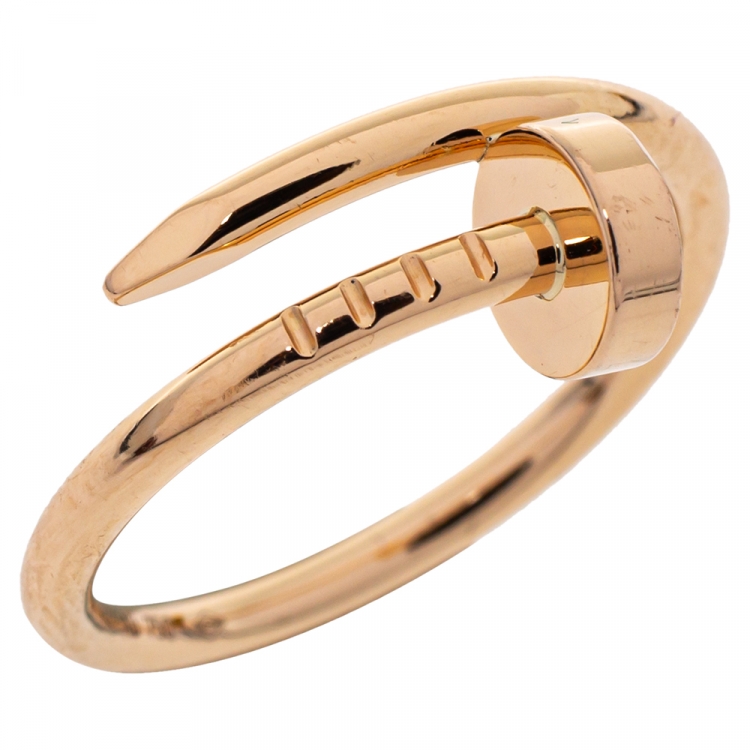 Pre Owned Cartier Juste Un Clou 18K Rose Gold Ring SM Size 49