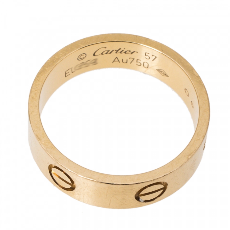 Pre Owned Cartier Love 18K Yellow Gold Ring Size 57