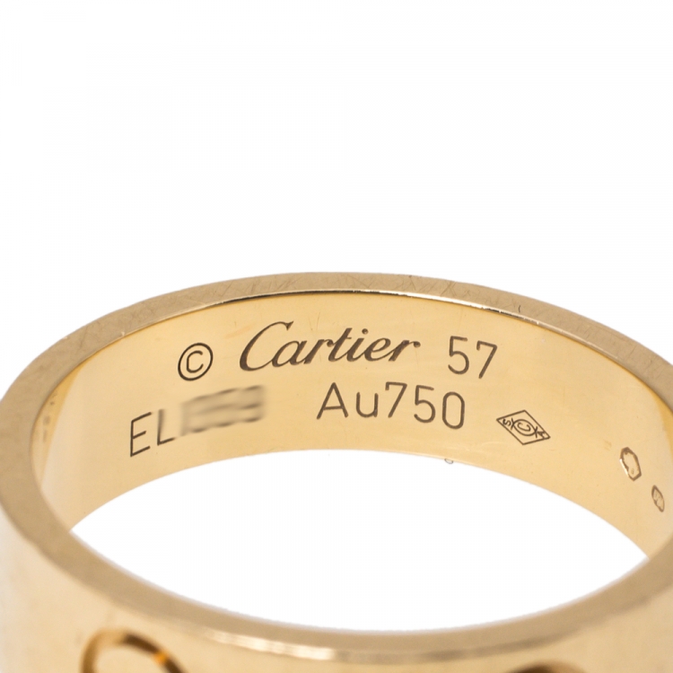 Pre Owned Cartier Love 18K Yellow Gold Ring Size 57
