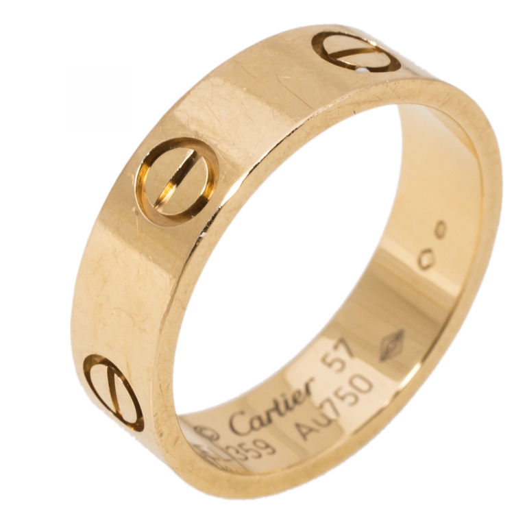 Pre Owned Cartier Love 18K Yellow Gold Ring Size 57