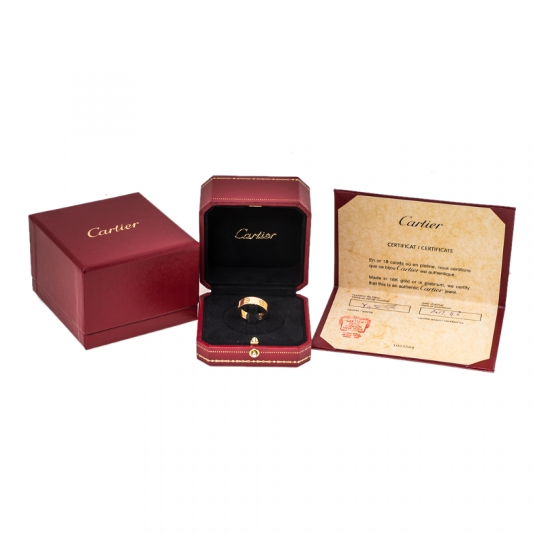 Pre Owned Cartier Love 18K Yellow Gold Ring Size 54