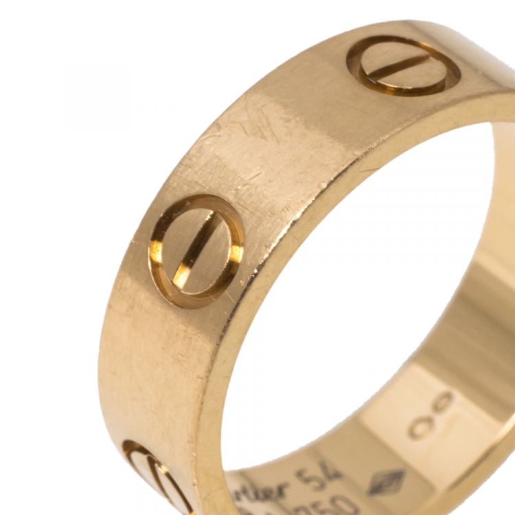 Pre Owned Cartier Love 18K Yellow Gold Ring Size 54