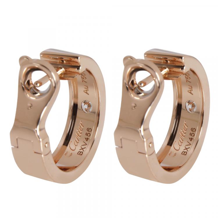 Pre Owned Cartier 18K Rose Gold 0.14 CTW Diamond Love Hoop Earring