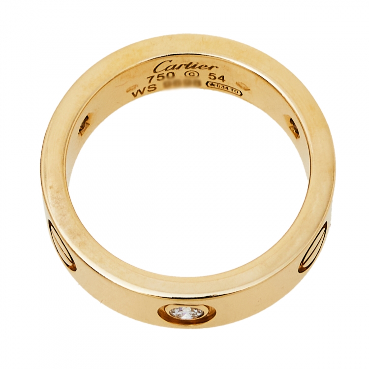 Pre Owned Cartier Love 3 Diamonds 18K Yellow Gold Ring Size 54
