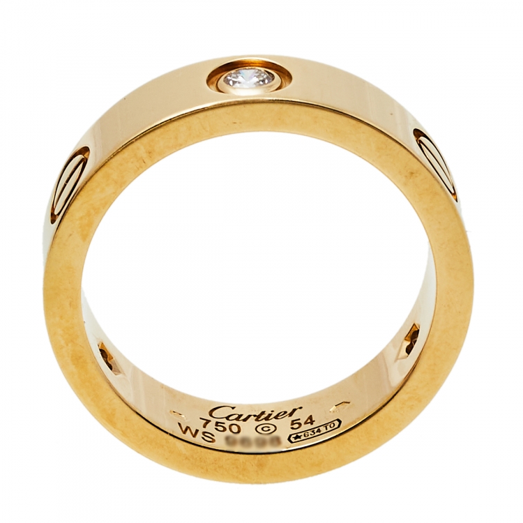 Pre Owned Cartier Love 3 Diamonds 18K Yellow Gold Ring Size 54