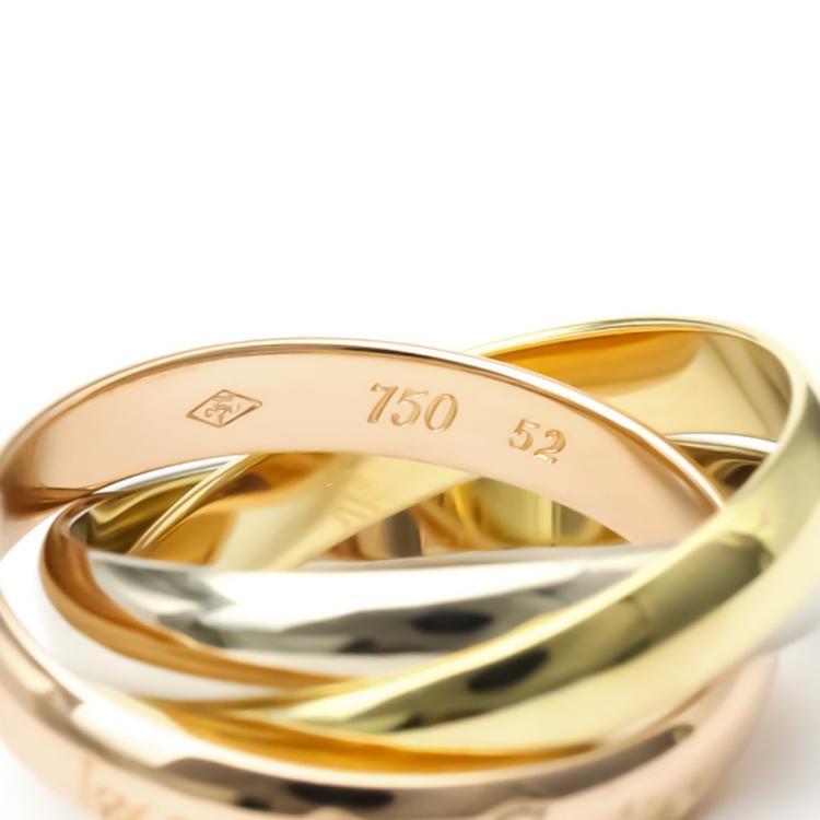 Pre Owned Cartier Les Must De Cartier Trinity 18K Three Tone 3 Band Ring 52