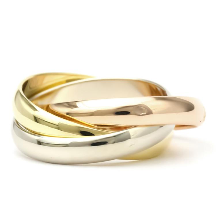Pre Owned Cartier Les Must De Cartier Trinity 18K Three Tone 3 Band Ring 52