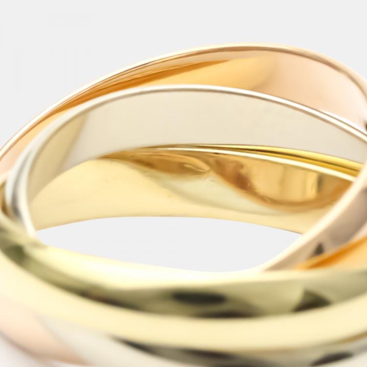 Pre Owned Cartier Les Must De Cartier Trinity 18K Yellow Rose and White Gold Ring EU 51