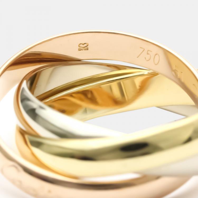 Pre Owned Cartier Les Must De Cartier Trinity 18K Yellow Rose and White Gold Ring EU 51