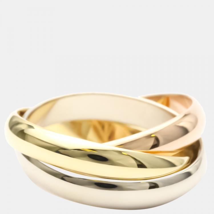 Pre Owned Cartier Les Must De Cartier Trinity 18K Yellow Rose and White Gold Ring EU 51