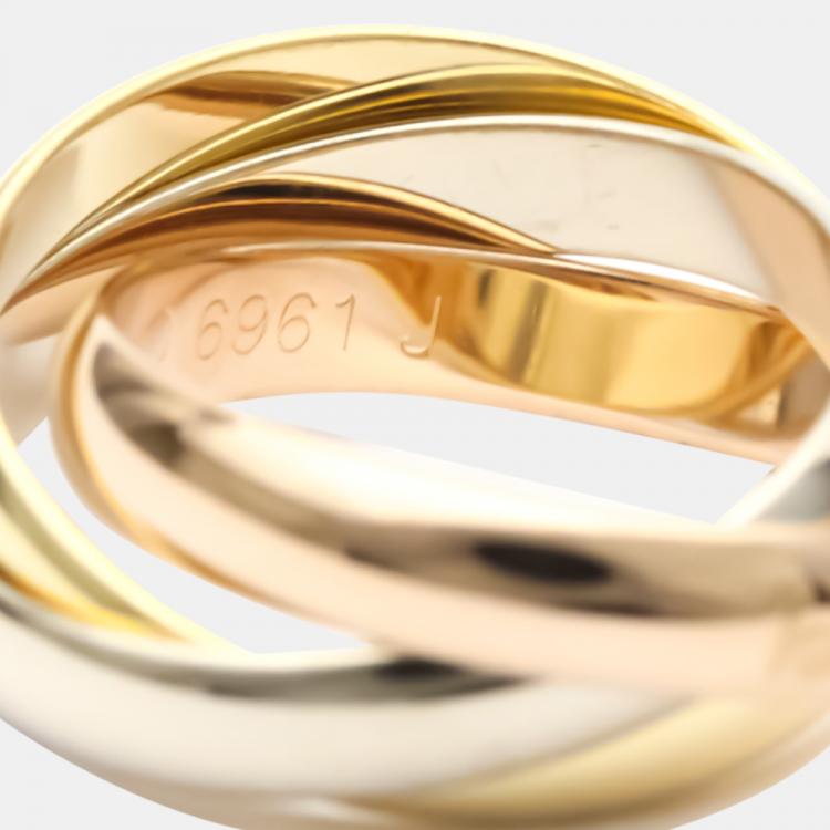 Pre Owned Cartier Les Must De Cartier Trinity 18K Yellow Rose and White Gold Ring EU 51