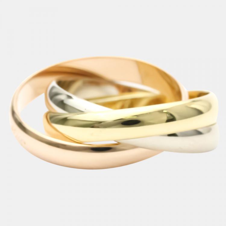 Pre Owned Cartier Les Must De Cartier Trinity 18K Yellow Rose and White Gold Ring EU 51
