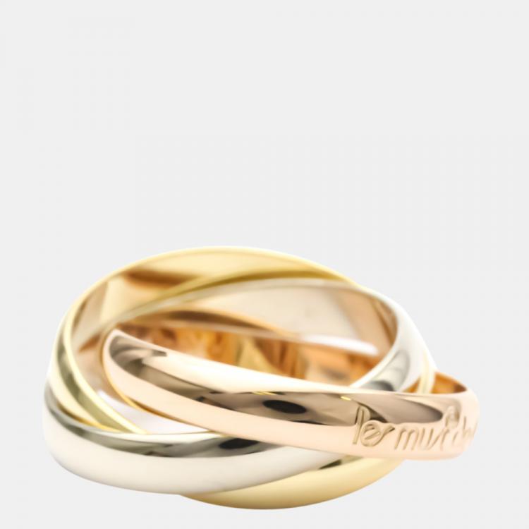 Pre Owned Cartier Les Must De Cartier Trinity 18K Yellow Rose and White Gold Ring EU 51