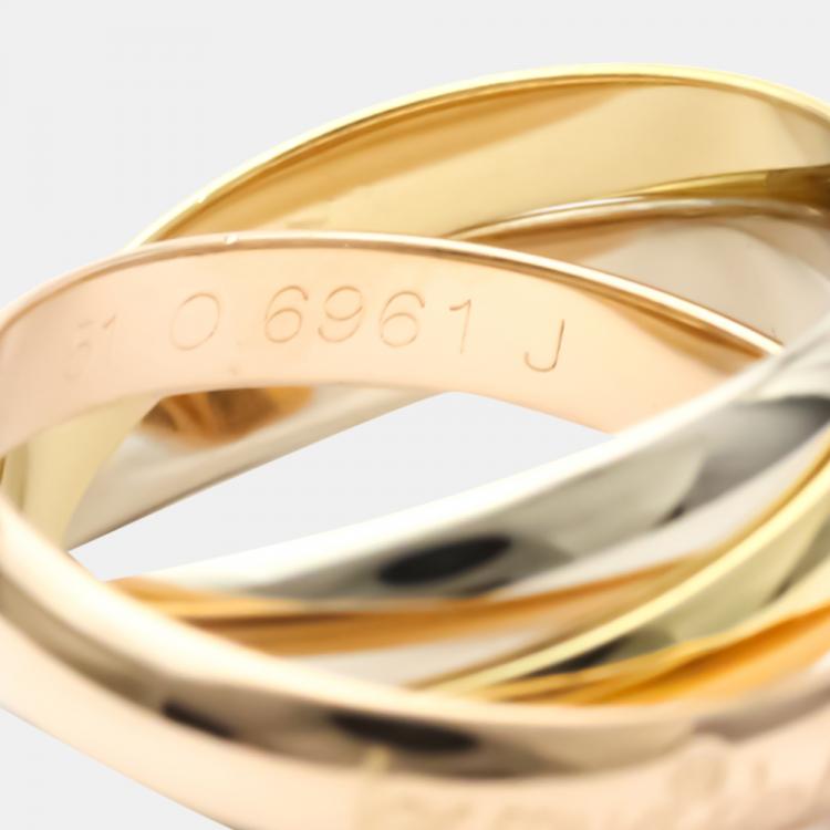 Pre Owned Cartier Les Must De Cartier Trinity 18K Yellow Rose and White Gold Ring EU 51