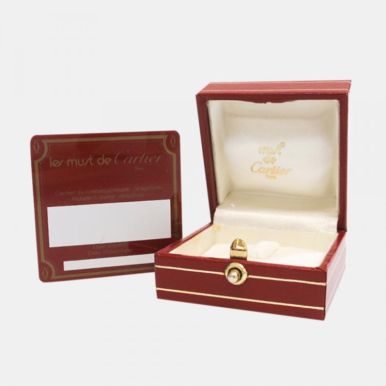 Pre Owned Cartier Les Must De Cartier Trinity 18K Yellow Rose and White Gold Ring EU 51