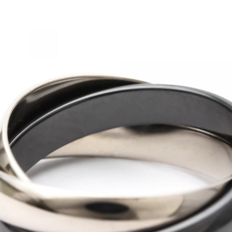 Pre Owned Cartier Trinity 18K White Gold Ceramic Ring EU 54