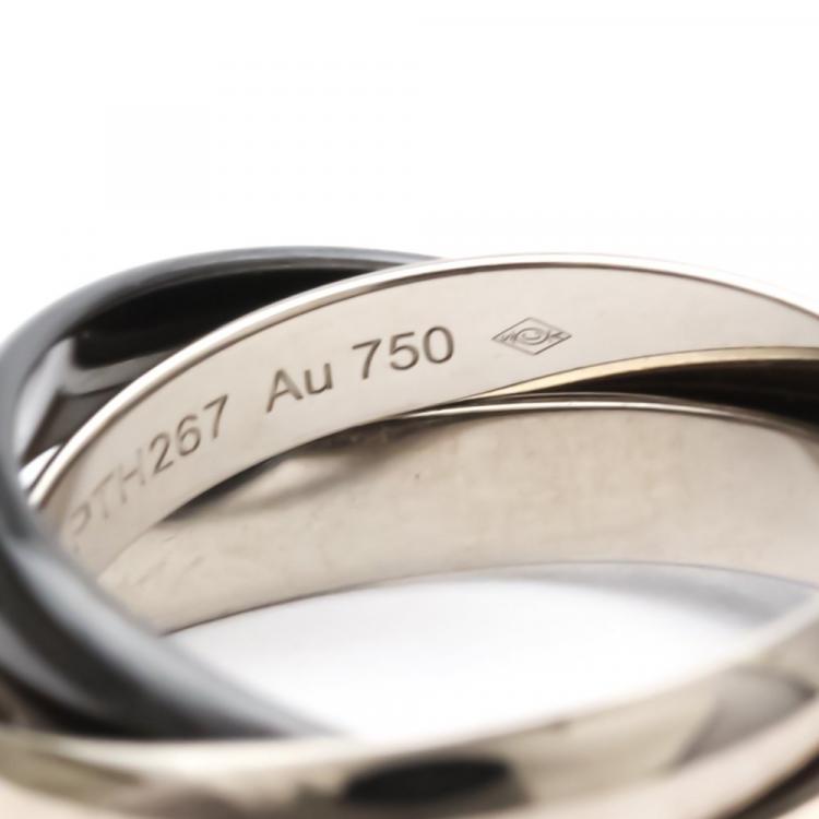 Pre Owned Cartier Trinity 18K White Gold Ceramic Ring EU 54