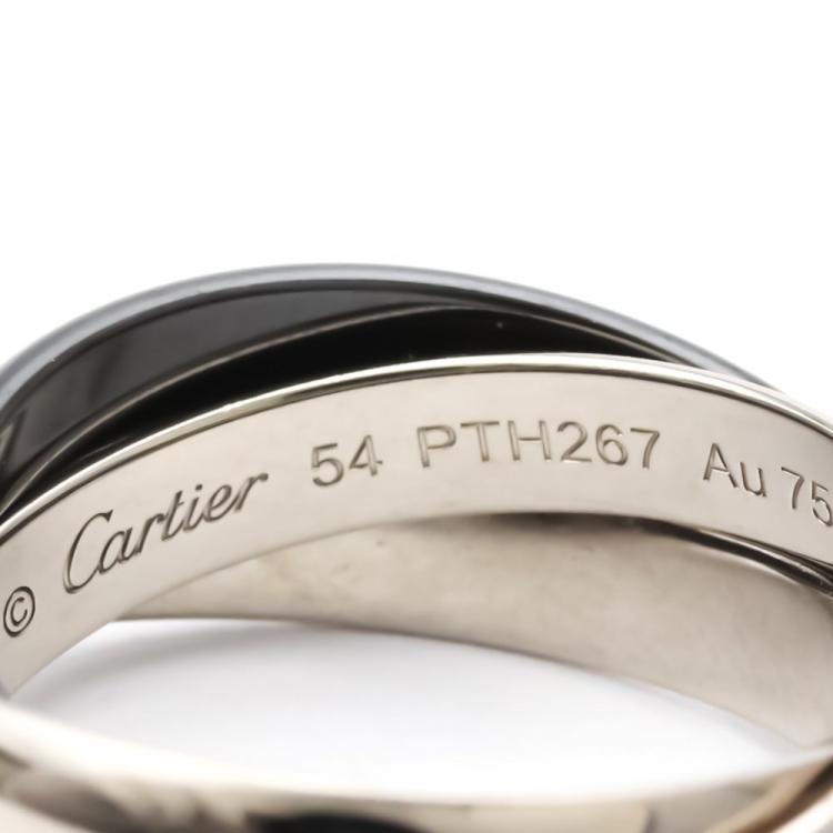 Pre Owned Cartier Trinity 18K White Gold Ceramic Ring EU 54