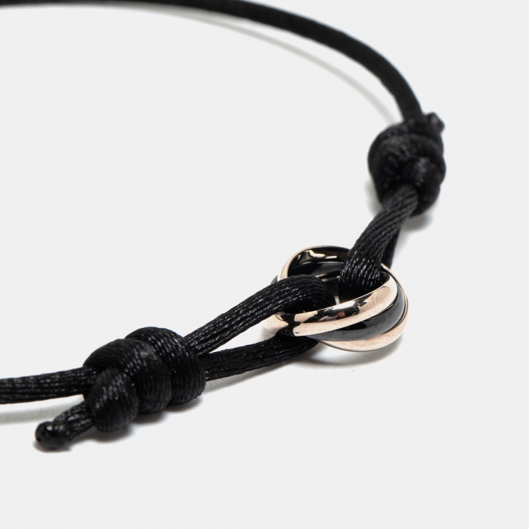 Pre Owned Cartier Trinity Ceramic 18k White Gold Adjustable Cord Bracelet