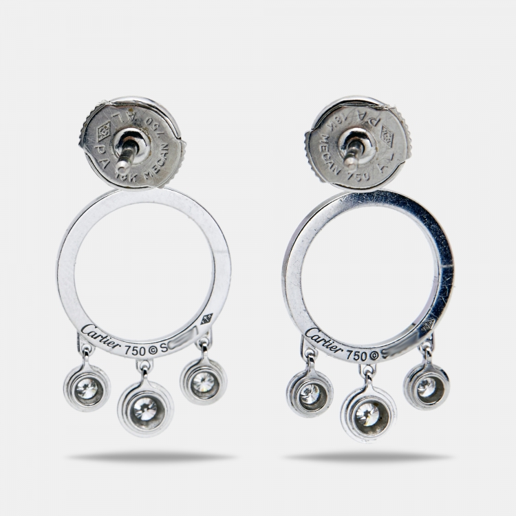 Pre Owned Cartier Diamants Légers Diamonds 18k White Gold Dangle Earrings