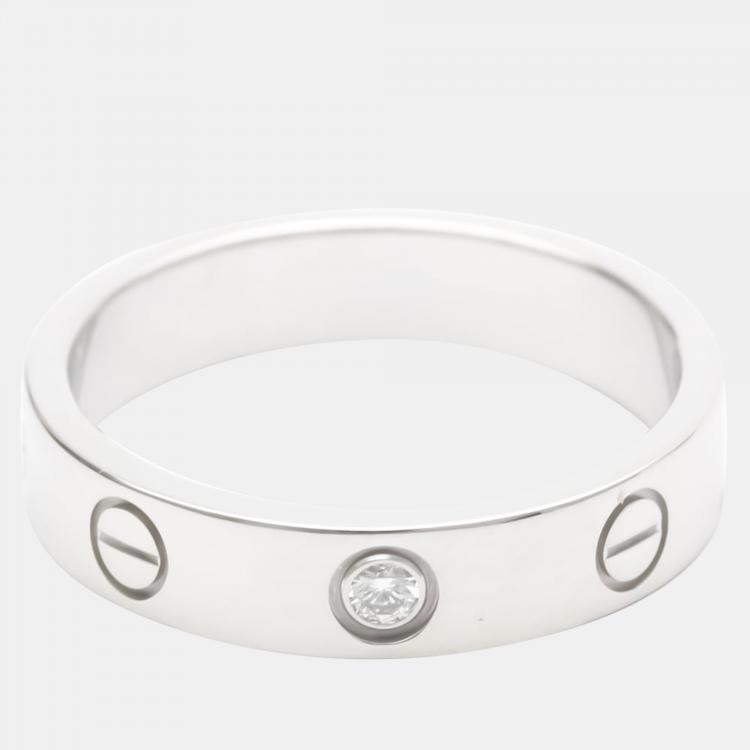 Pre Owned Cartier Love 18K White Gold Diamond Ring EU 51