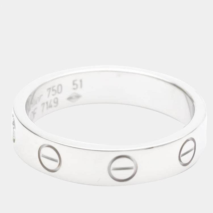 Pre Owned Cartier Love 18K White Gold Diamond Ring EU 51