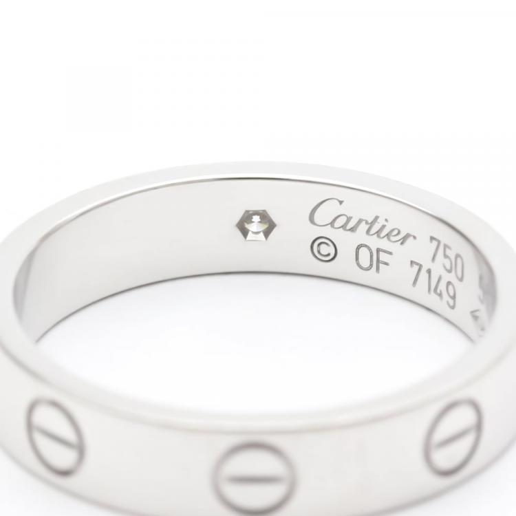 Pre Owned Cartier Love 18K White Gold Diamond Ring EU 51