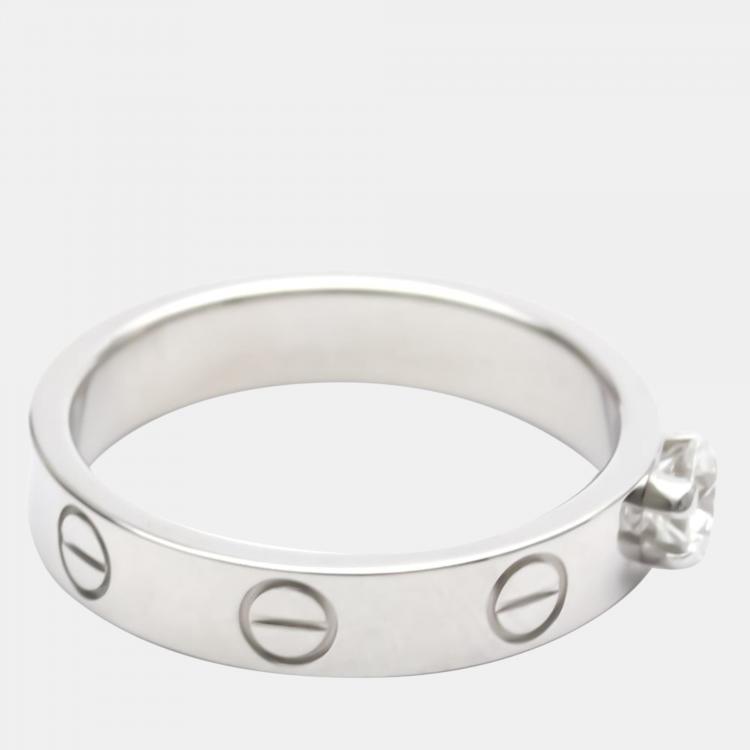 Pre Owned Cartier Love Solitaire 18K White Gold Diamond Ring EU 50
