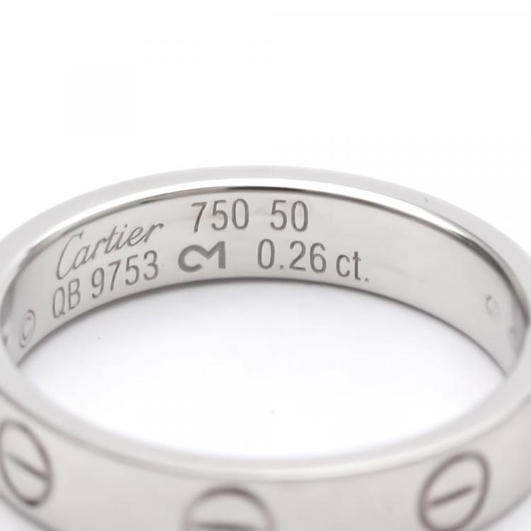 Pre Owned Cartier Love Solitaire 18K White Gold Diamond Ring EU 50