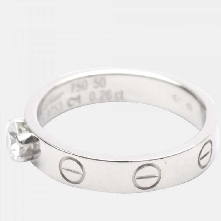 Pre Owned Cartier Love Solitaire 18K White Gold Diamond Ring EU 50