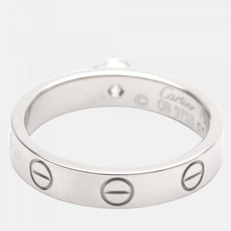Pre Owned Cartier Love Solitaire 18K White Gold Diamond Ring EU 50