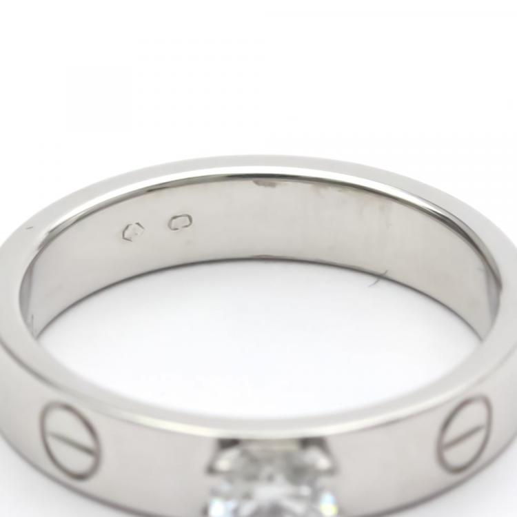 Pre Owned Cartier Love Solitaire 18K White Gold Diamond Ring EU 50