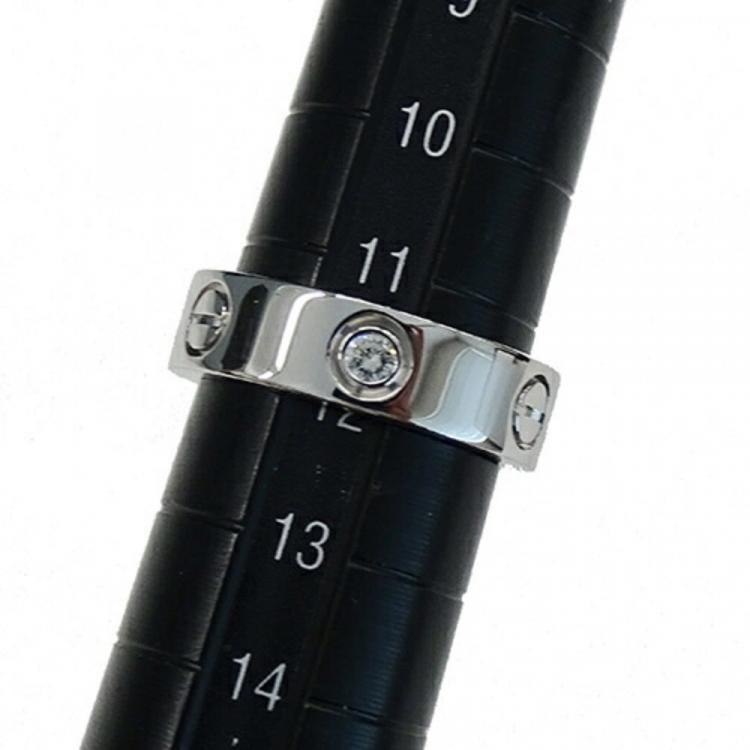 Pre Owned Cartier Love 18K White Gold Diamond Ring EU 52