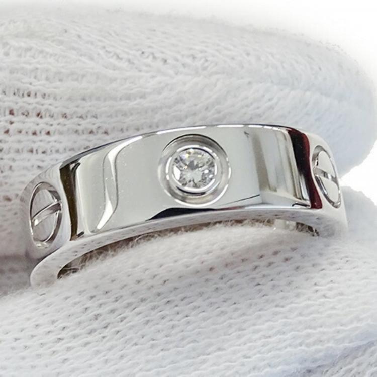 Pre Owned Cartier Love 18K White Gold Diamond Ring EU 52