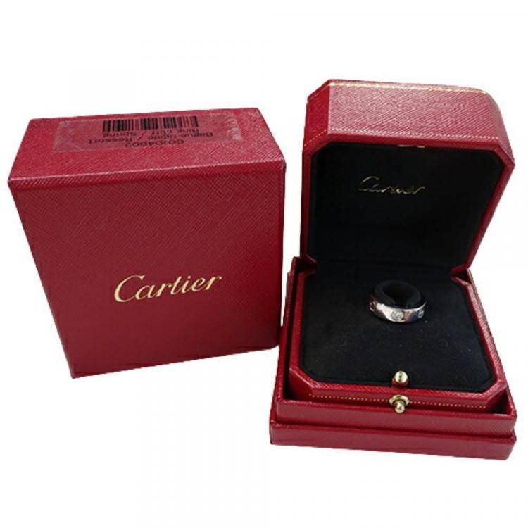 Pre Owned Cartier Love 18K White Gold Diamond Ring EU 52