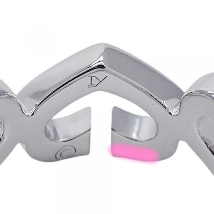 Pre Owned Cartier Heart C 18K White Gold Diamond Ring EU 48