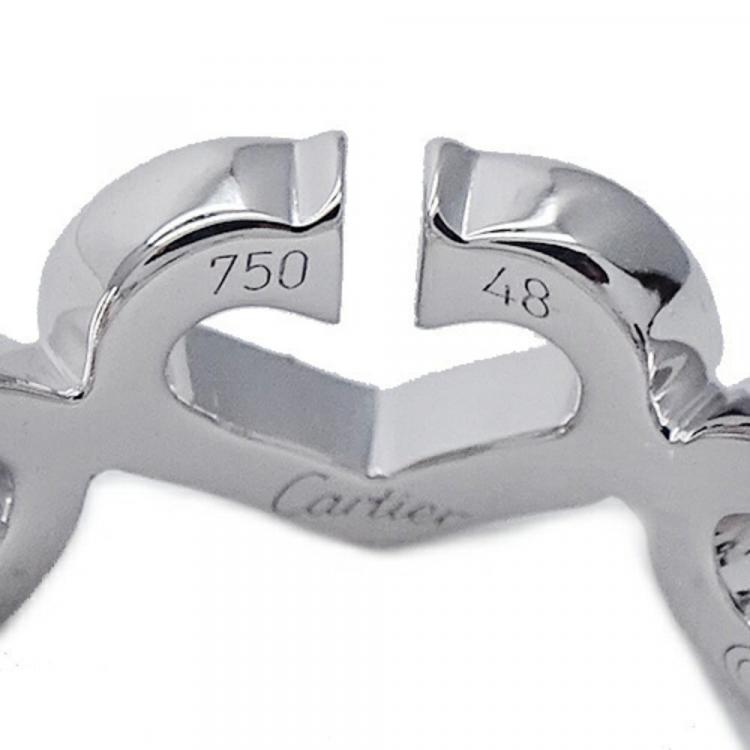 Pre Owned Cartier Heart C 18K White Gold Diamond Ring EU 48
