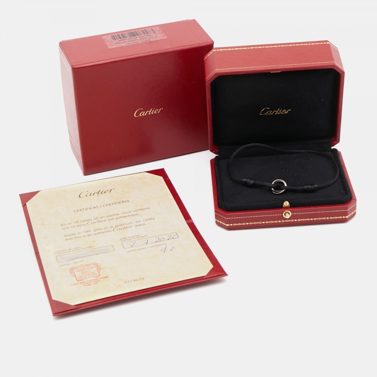 Pre Owned Cartier Trinity Ceramic 18k White Gold Adjustable Cord Bracelet