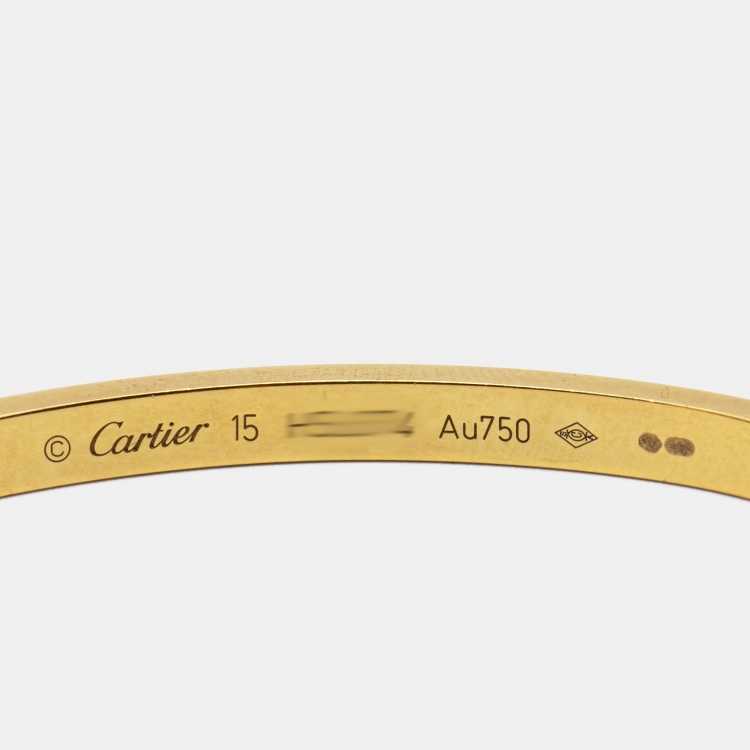 Pre Owned Cartier Love 18K Yellow Gold Small Model Bracelet 15