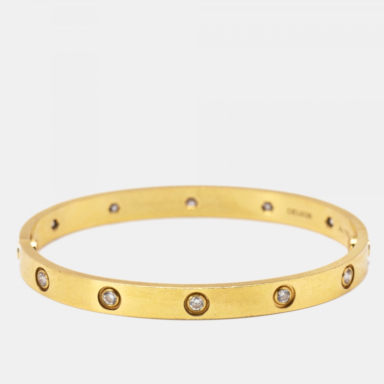 CARTIER OPEN LOVE Bangle Bracelet 18kt white gold & Diamond Size 17 – Lux  Time Center